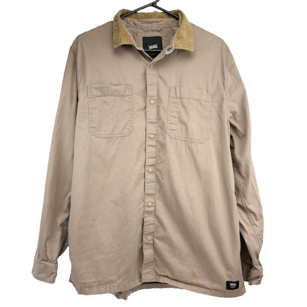 VANS Campus Classic Fit Barn Style Corduroy‎ Collar Tan/Khaki Shirt Size L